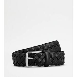 Tod's Black Braided Woven Calfskin Leather Belt sz. 110 cm (44 us)